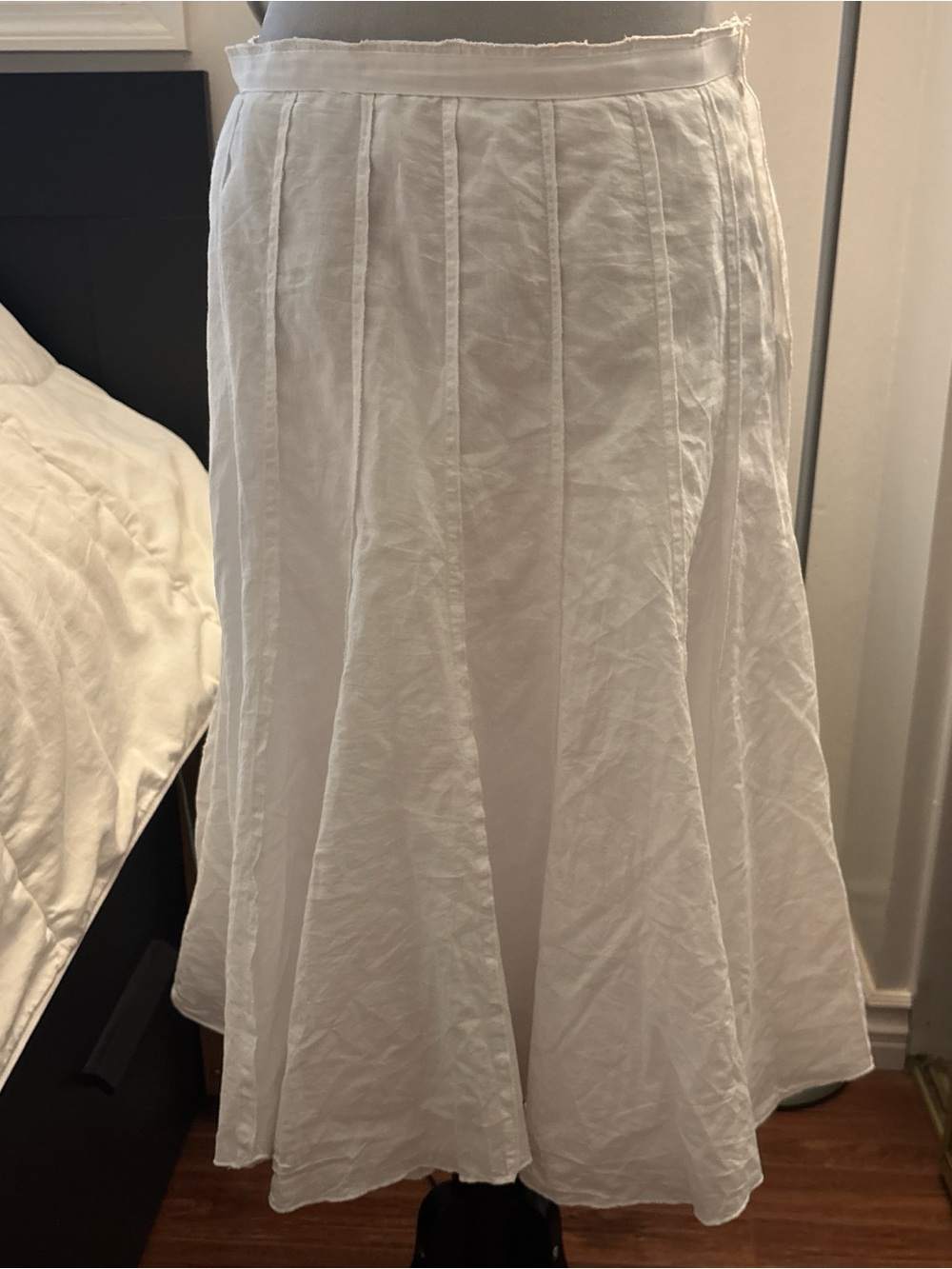 White A-Line Midi Skirt